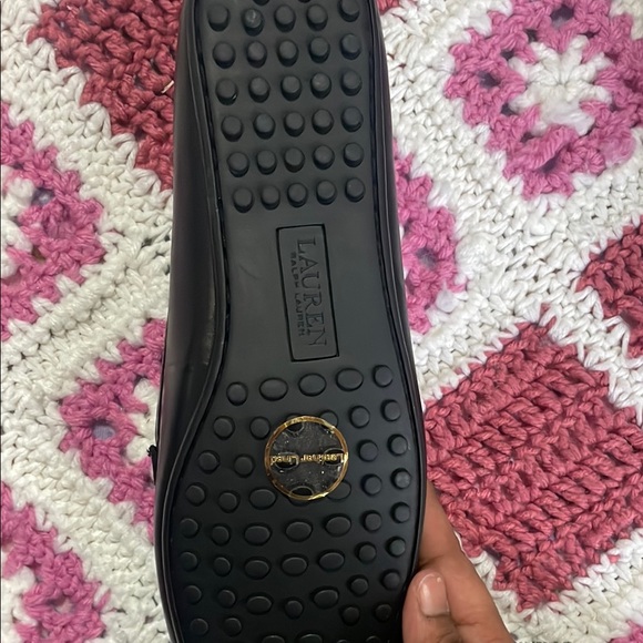 Ralph Lauren Black Leather Loafers with Gold Hardware - Picture 2 of 2